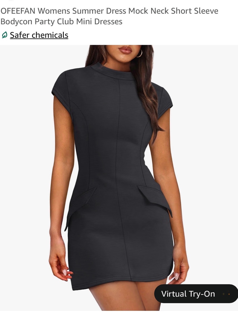 Mock Neck Bodycon Mini Dress - Black